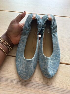 Splendid Light Blue Denim-Effect Slip-On Ballet Flats